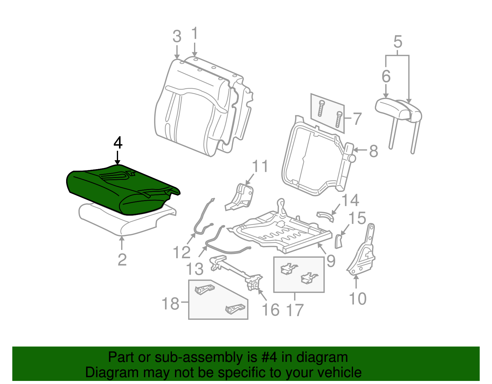 Cover, R/Seat #2 Cushion                    *Wheat - GM (88940398)