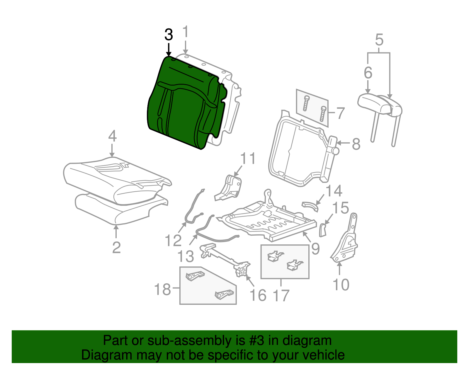 Cover, R/Seat #2 Black Cushion                 *Wheat - GM (88940396)
