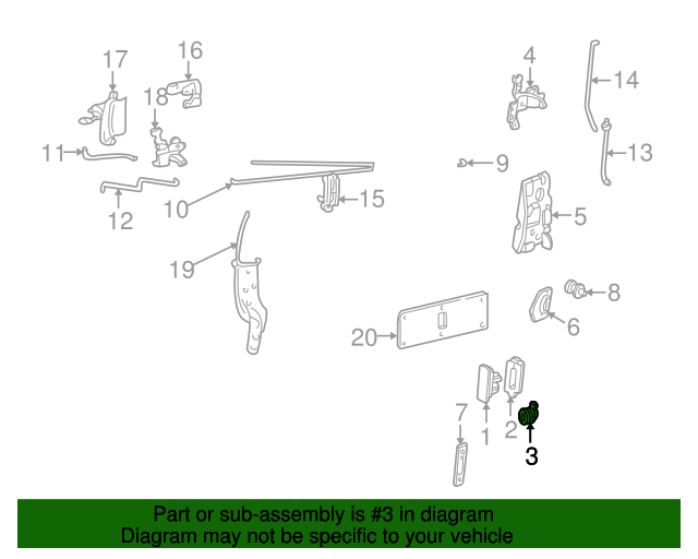19862001 GM Door Lock Cylinder 12502669