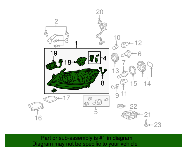 Genuine OEM Acura Headlight Unit, R Part 33101SJAA11 Acura Parts For Less