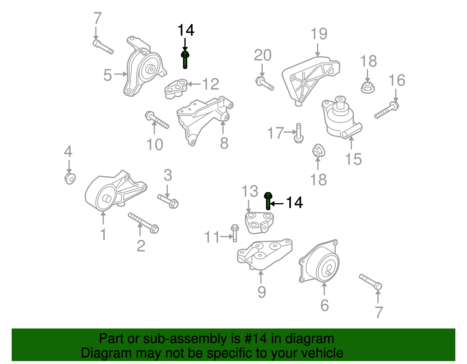 M10x55 Engine Mount Bracket Bolt - GM (09223092)
