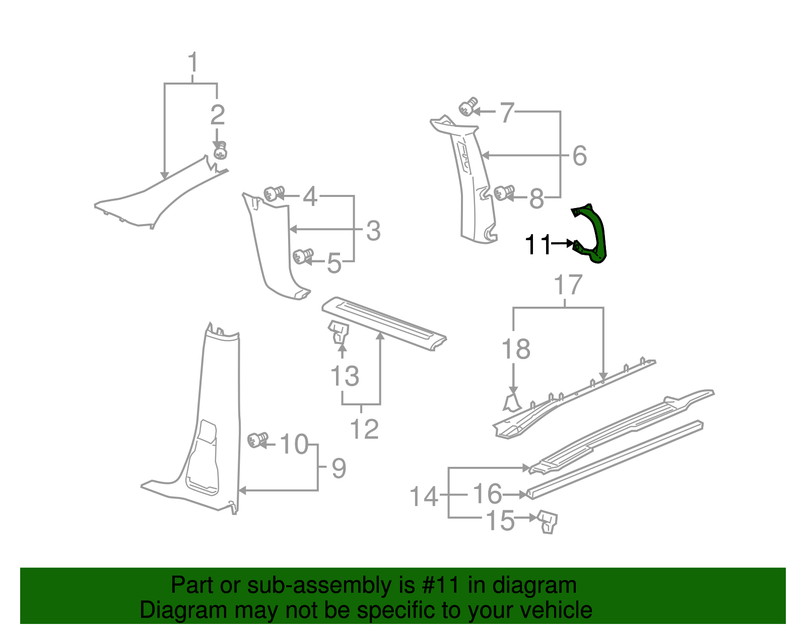 Medium Gray Passenger Side Center Pillar Assist Handle - GM (10365694)