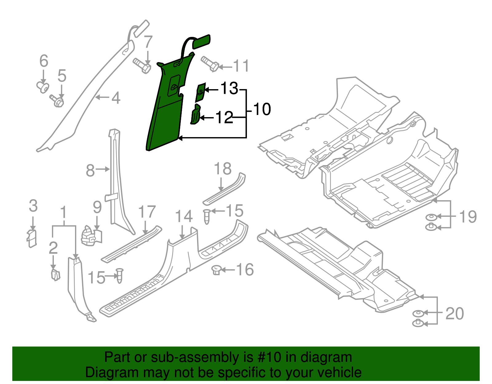 Center Pillar Trim - Volkswagen (7L6-867-239-GC-PCY)