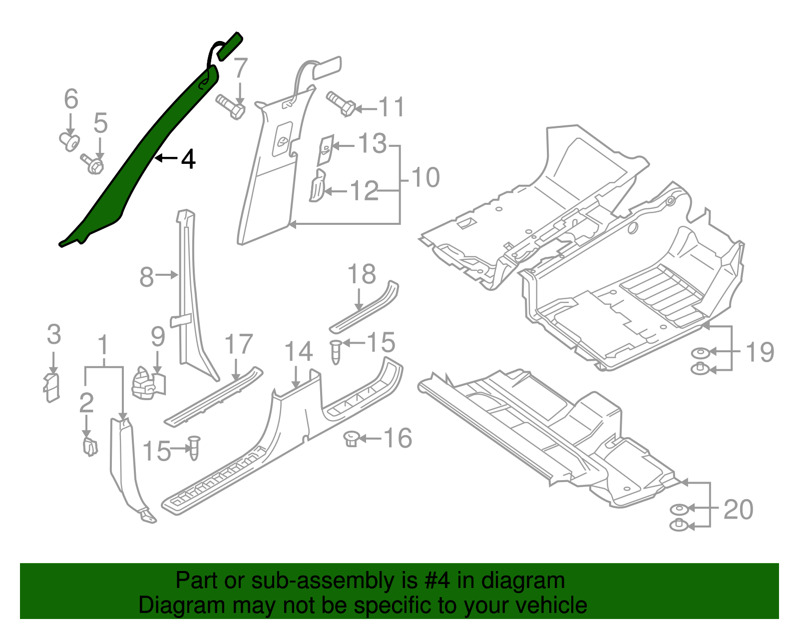Windshield Pillar Trim - Volkswagen (7L6-867-234-BB-3U5)
