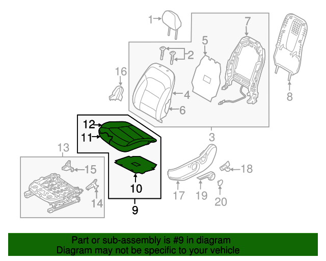 Genuine Hyundai 88100-2H010-TAY Seat Cushion Assembly Front Genuine Hyundai 88100-2H010-TAY Seat Cushion Assembly Front