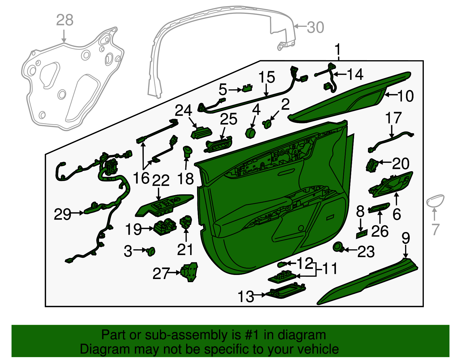 Jet Black Front Passenger Side Door Trim - GM (84013099)