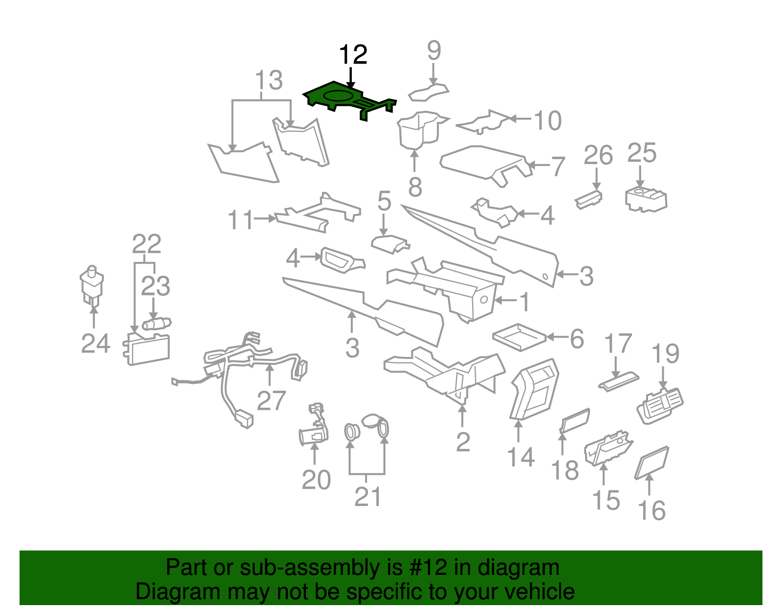 Cover, F/Floor Console Front - GM (92235389)