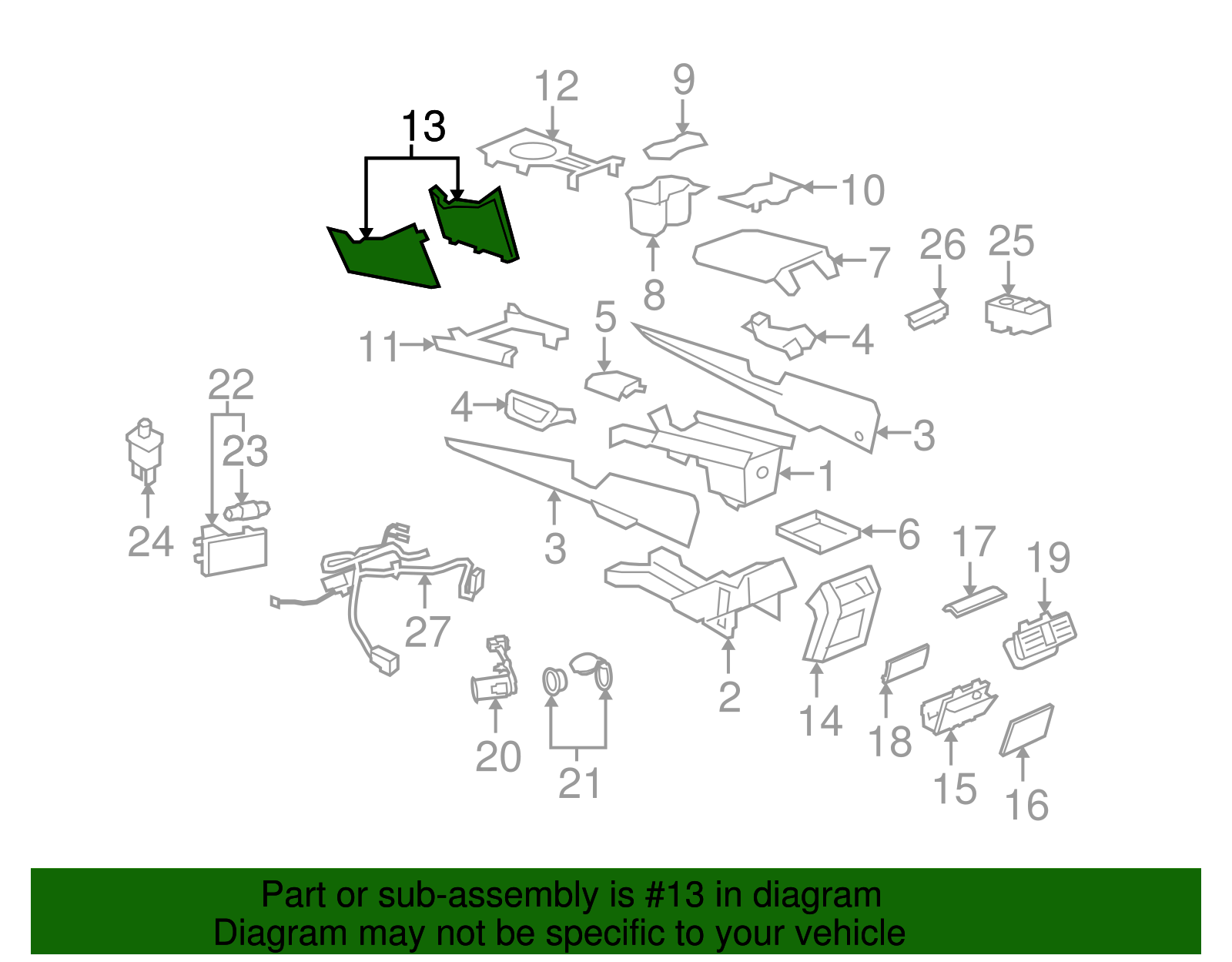 Passenger Side Instrument Panel Lower Extension Side Trim Panel - GM (92260941)