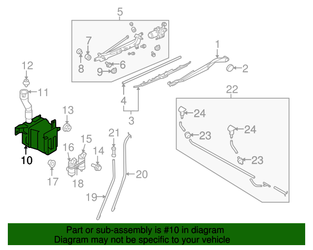 20102014 Subaru Washer Reservoir 86631AJ00B Subaru Parts Store