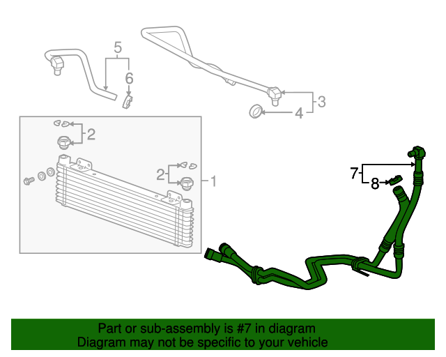 20132015 Cadillac ATS Engine Oil Cooler Inlet and Outlet Hose 23195964