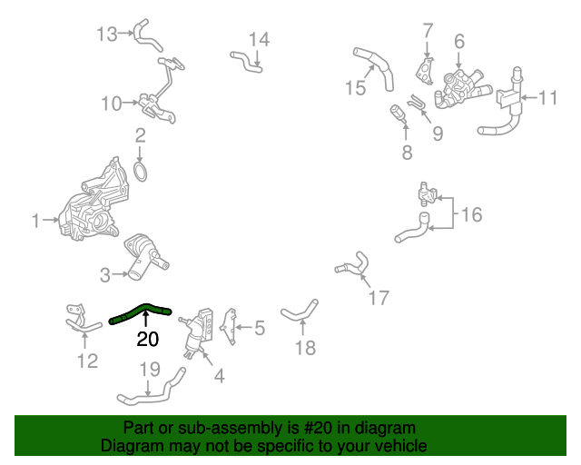 20182020 Toyota Camry Engine Coolant Bypass Hose 1628325020 Toyota