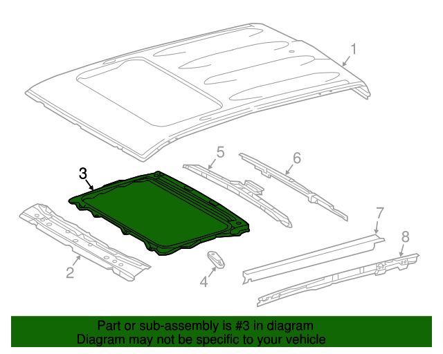 20162021 Toyota Sunroof Reinforced 6314204020 OEM Parts Online