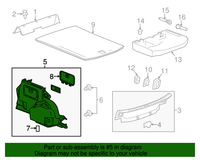 20142015 Cadillac CTS Trunk Side Trim 23478895