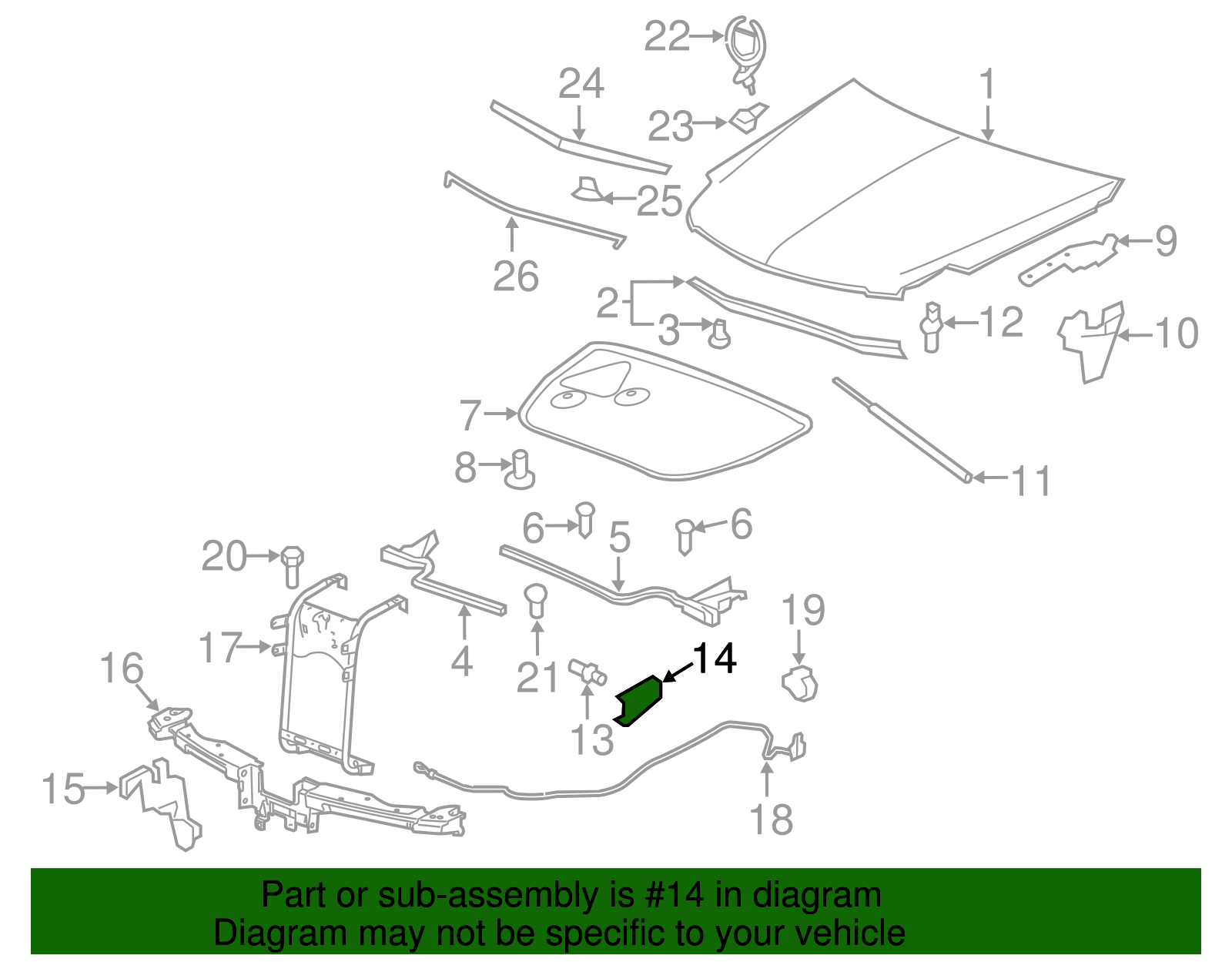 Driver Side Hood Strut Bracket - Buick (25753732)