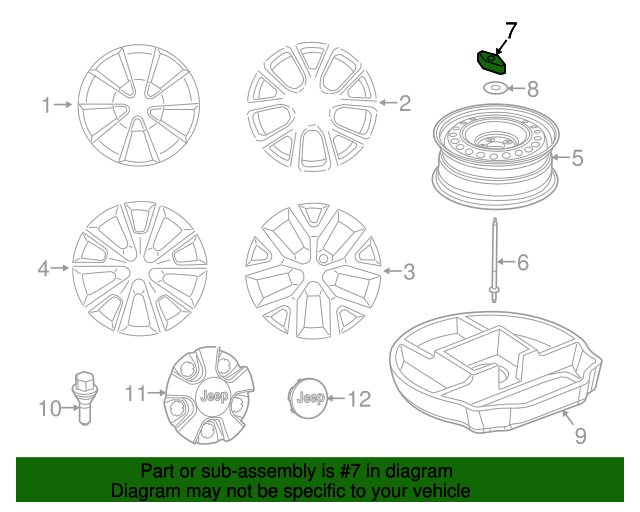 20142020 Jeep Cherokee Spare Tire Nut 6512476AA