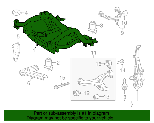 166-330-22-00 - Suspension Subframe Crossmember 2012-2017 Mercedes-Benz ...