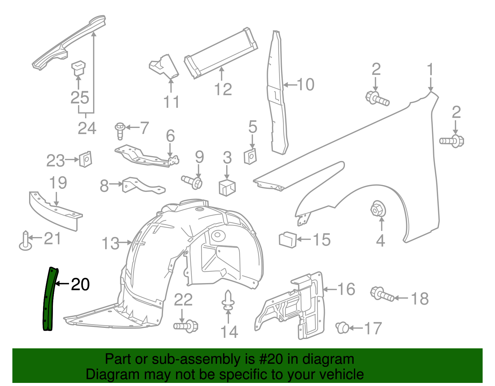 Front Passenger Side Bumper Fascia Outer Air Deflector - Cadillac (84118412)