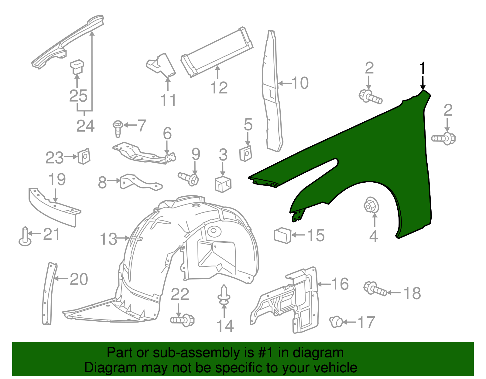 Front Driver Side Fender - GM (84034559)