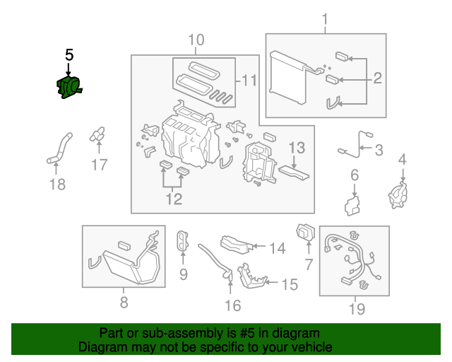 Genuine OEM Honda Motor Assembly, Air Mix (Driver Side) Part 79160TA5