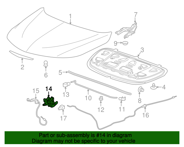 20162018 Chevrolet Malibu Hood Primary and Secondary Latch 84160734 GM Parts Center