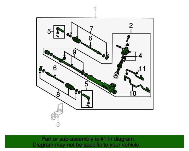 20022006 Nissan Altima 20022006 Nissan Altima 2.5L Power Steering Rack & Pinion Assembly OEM