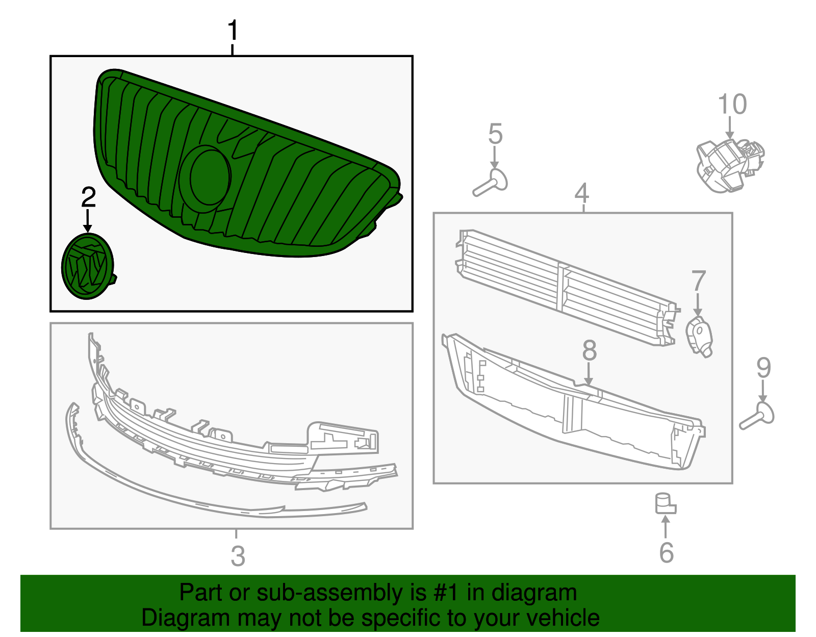 Front Upper Grille - Buick (90766426)
