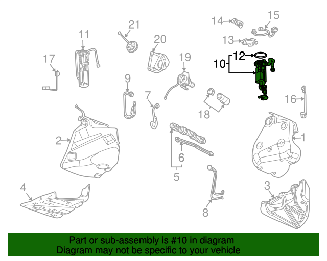 Passenger Side Fuel Tank Fuel Pump Module Kit with Seal, and Fuel Tank