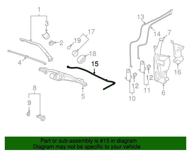 2007-2014 GM Windshield Washer Nozzle Hose 20908176 | Auto Parts Express