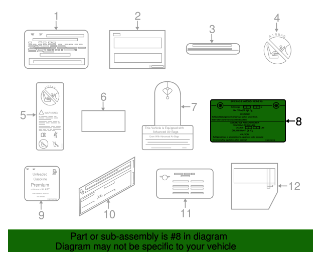 02 15 Mini Cooper A C System Information Label 64 50 6 916 084 Bmw Of South Atlanta Parts