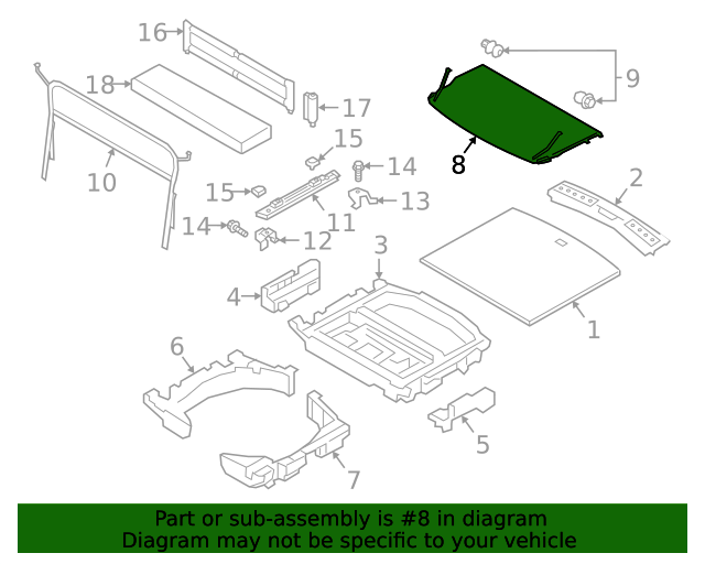 20202023 Land Rover Range Rover Evoque Cargo Cover LR165954 OEM