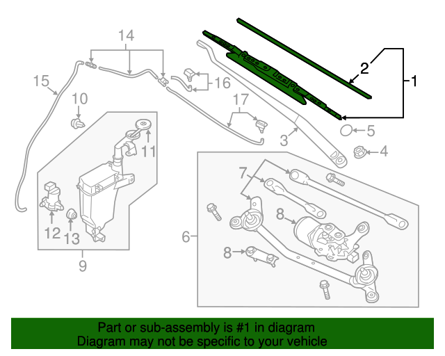 20112019 Nissan Versa Windshield Wiper Blade 28890ZR81A Nissan Parts Plus