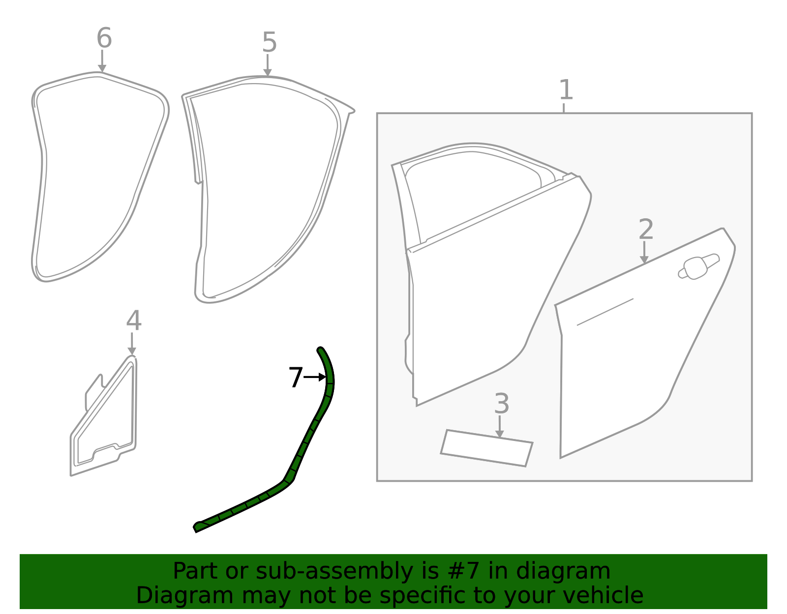 Rear Passenger Side Door Lower Auxiliary Weatherstrip - GM (84028333)