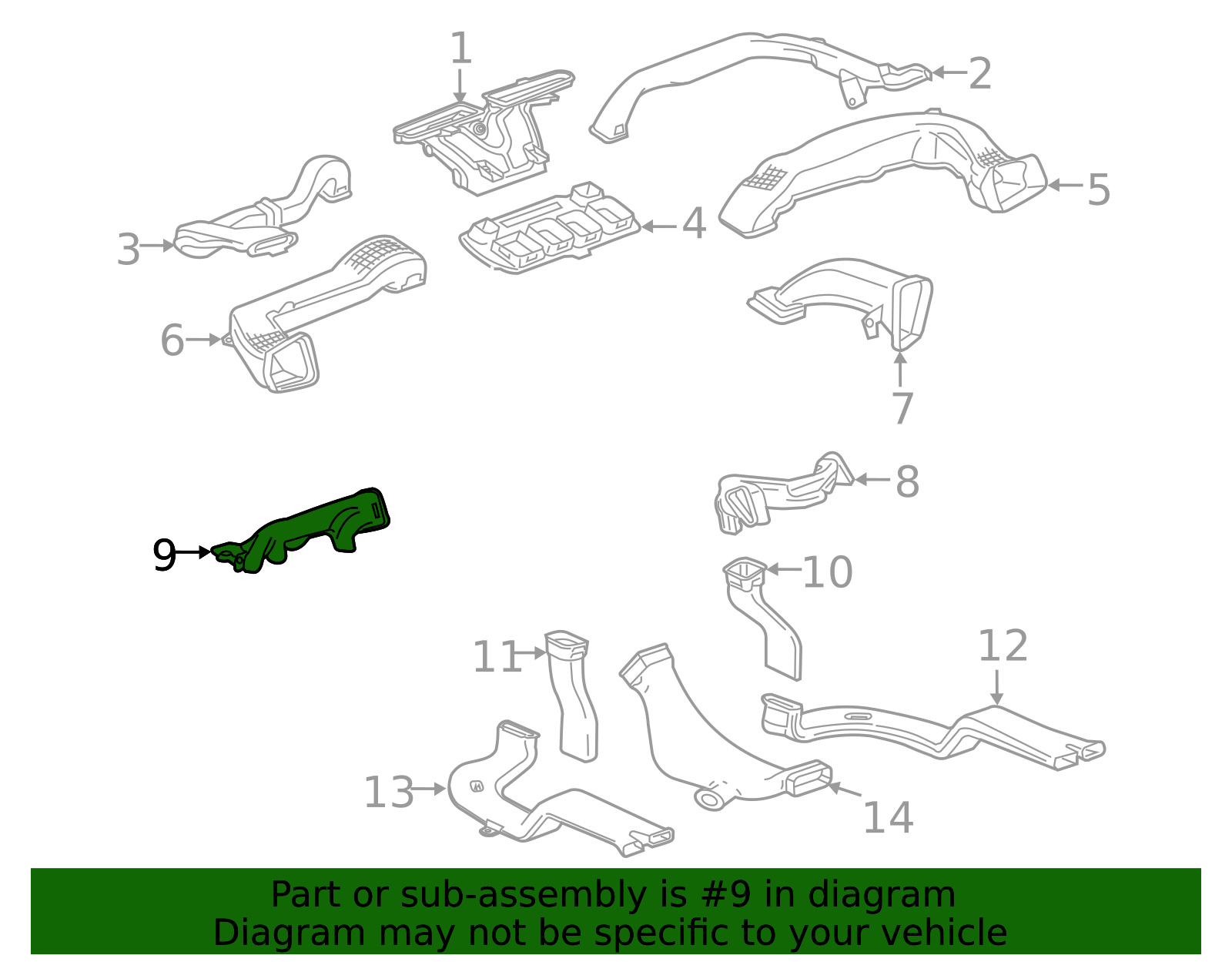 Driver Side Floor Front Air Outlet Duct - GM (84384114)