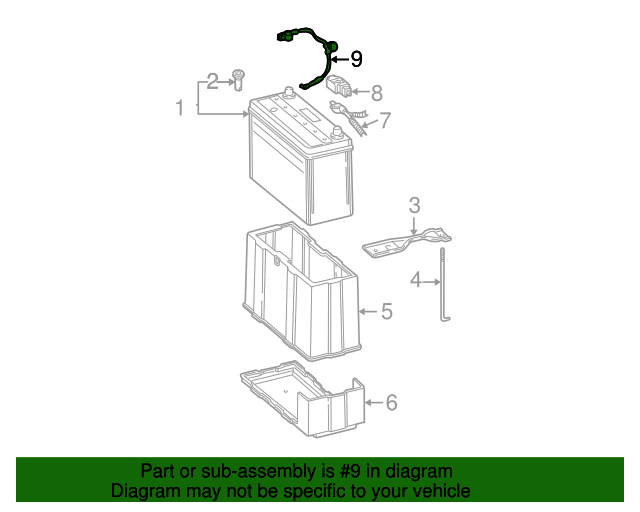 32600S5A930 Cable Assembly, Battery Ground 20012005 Honda Civic