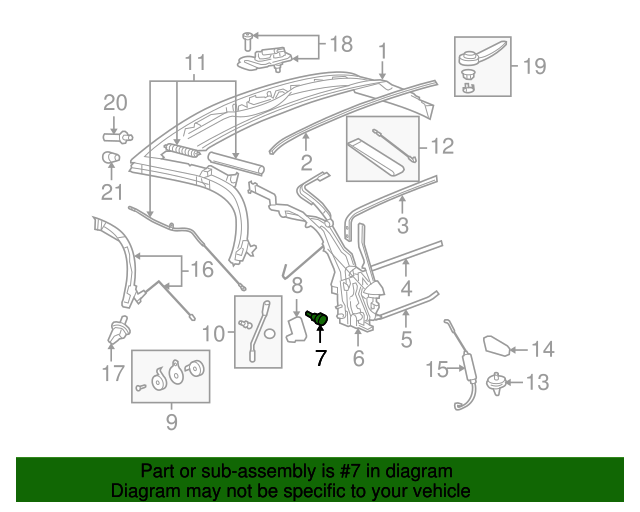 20062015 GM Convertible Top Frame Stop 19120282