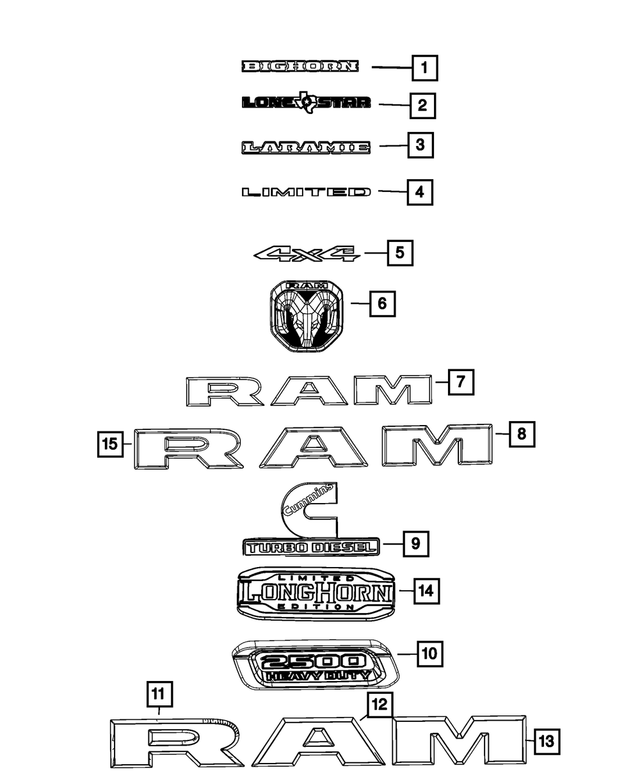 20192023 Ram Front Fender Nameplate 68358494AA Mopar Estores