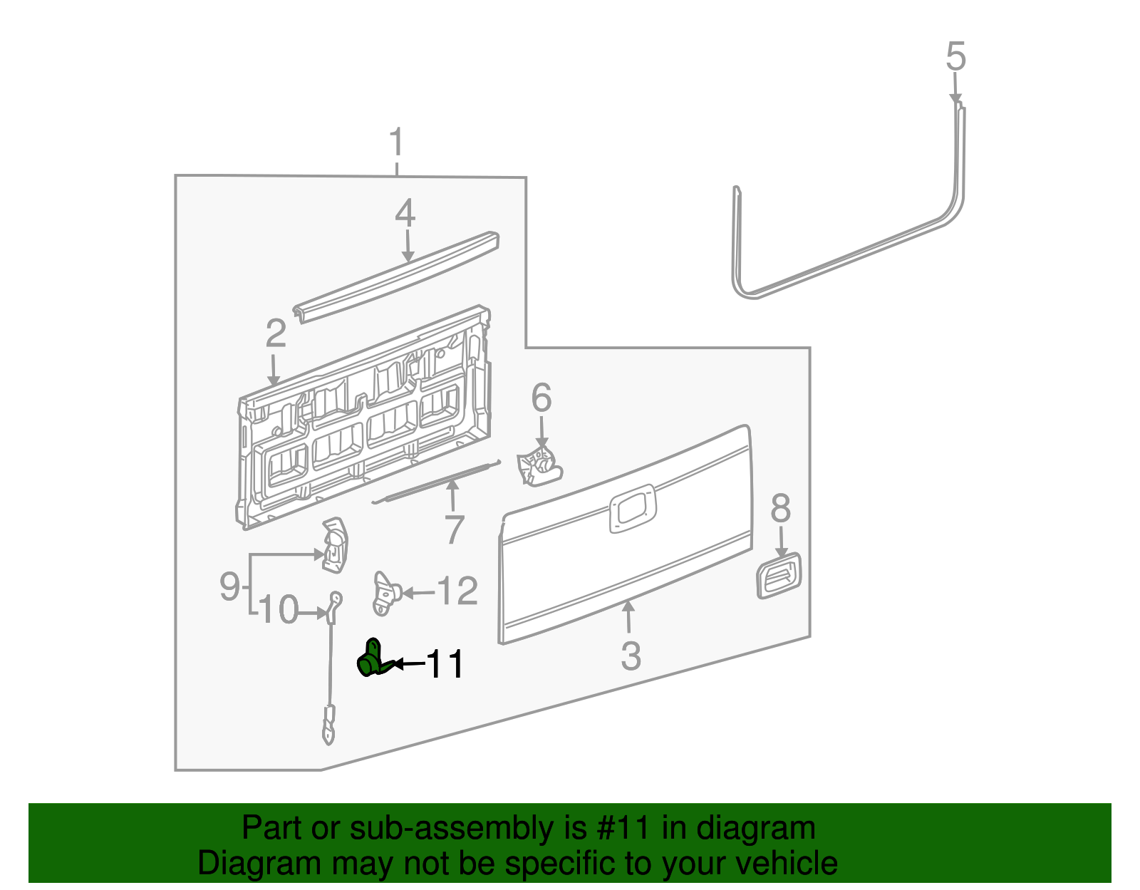 Passenger Side Tailgate Hinge - GM (10382541)