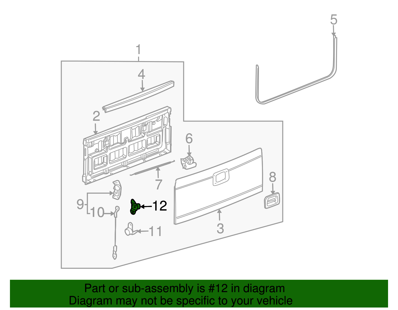 Driver Side Tailgate Hinge - GM (15078745)