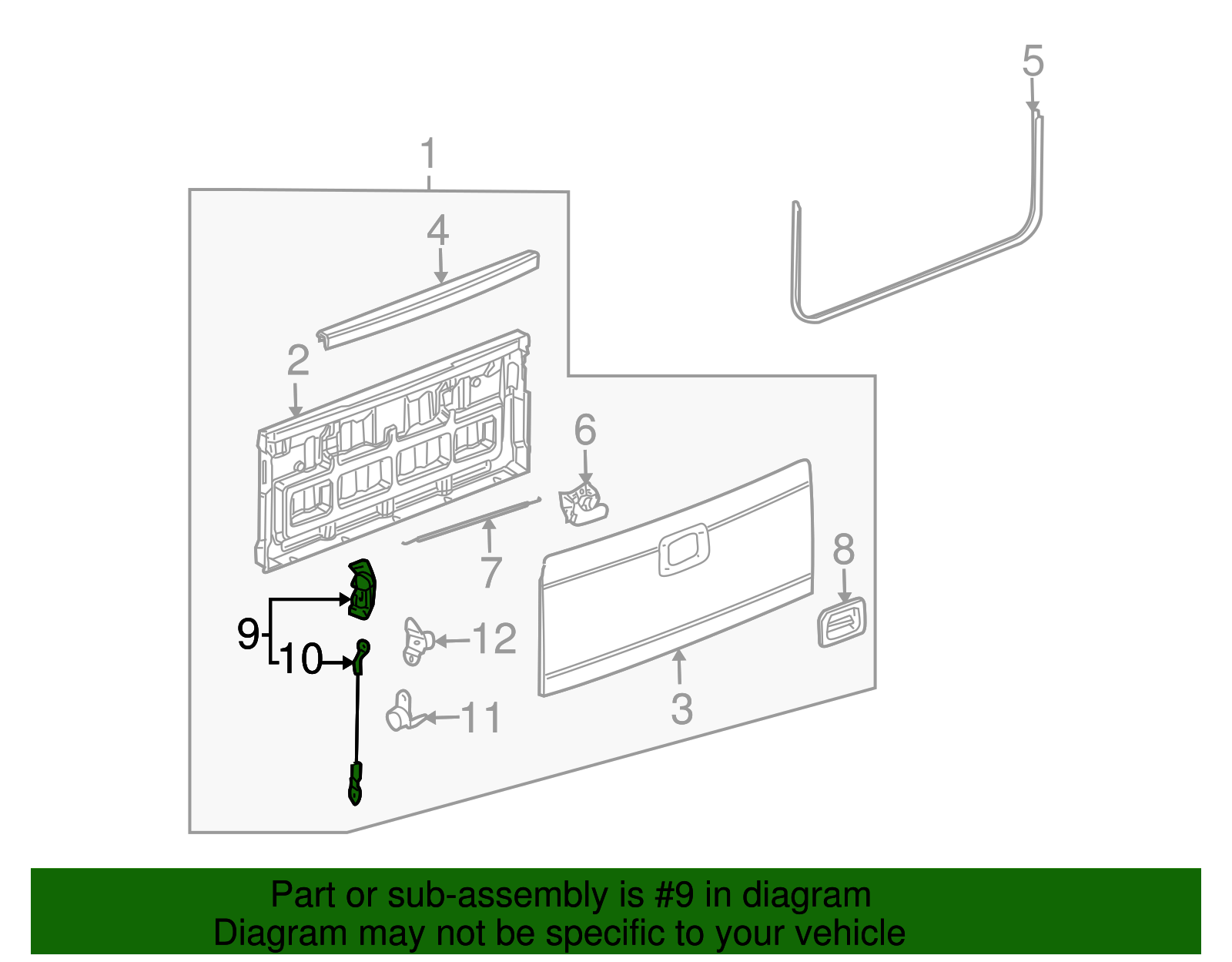 Driver Side Tailgate Latch Assembly (15921948)