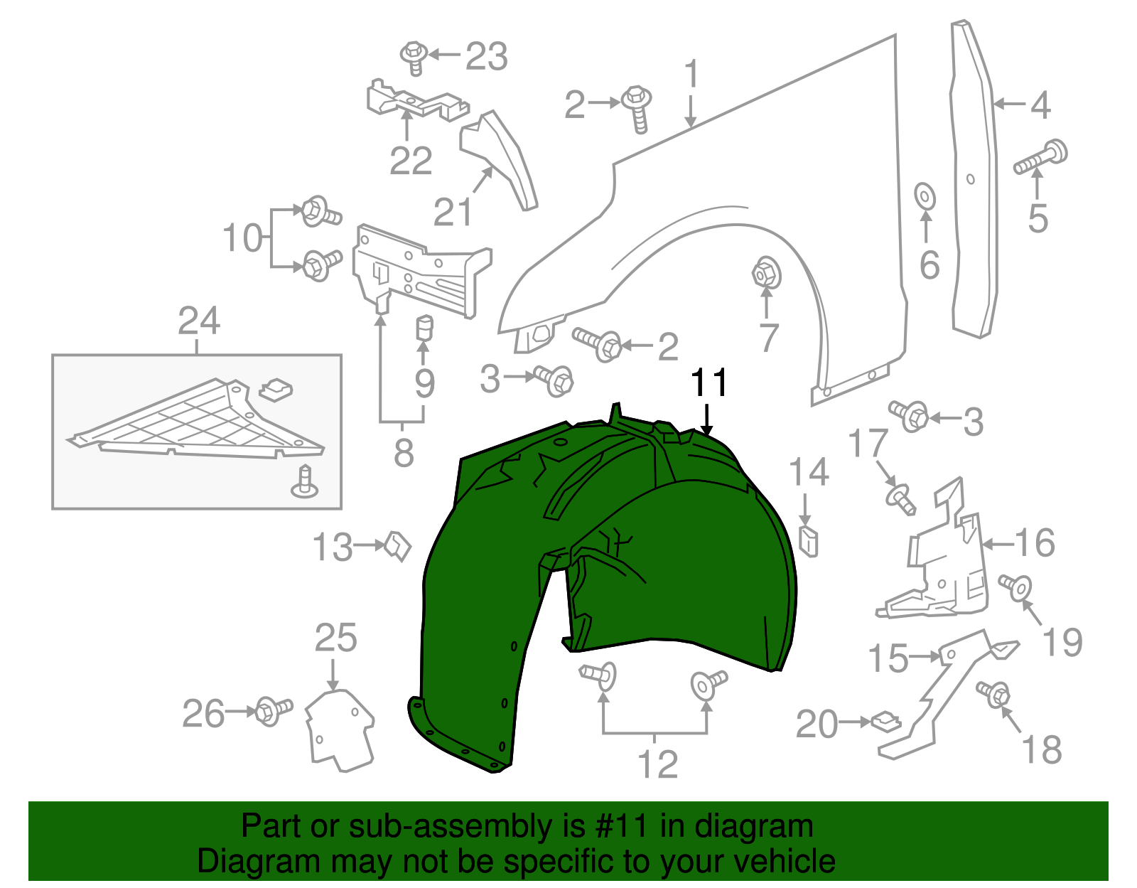 Front Driver Side Wheelhouse Liner - GM (84070727)