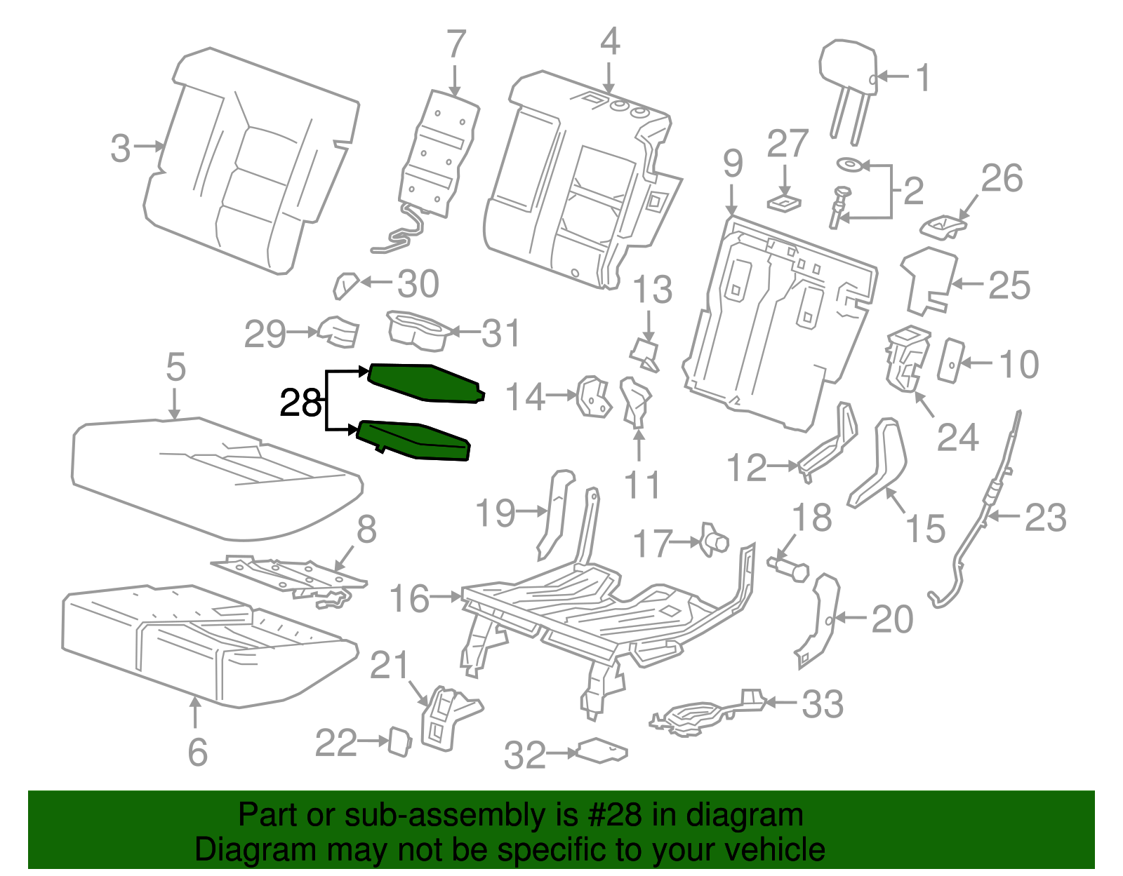 Jet Black Rear Seat Armrest - GM (84400669)