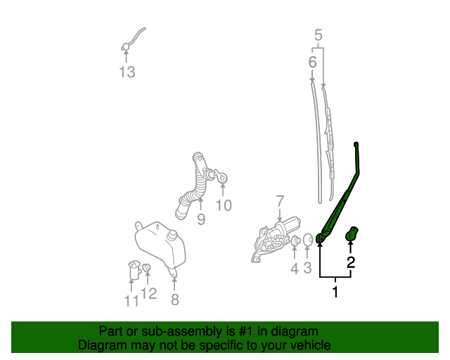 MR300823 Wiper Arm Assembly 19972004 Mitsubishi Montero Sport