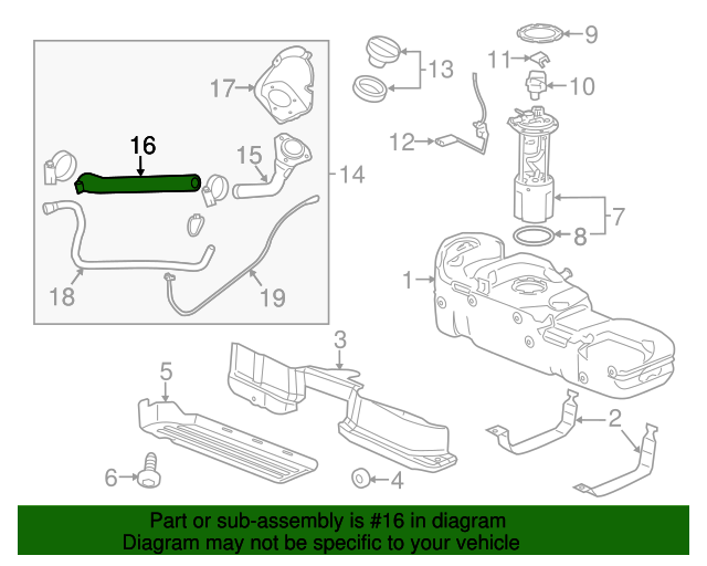 20112016 GM Fuel Tank Filler Hose 20982762