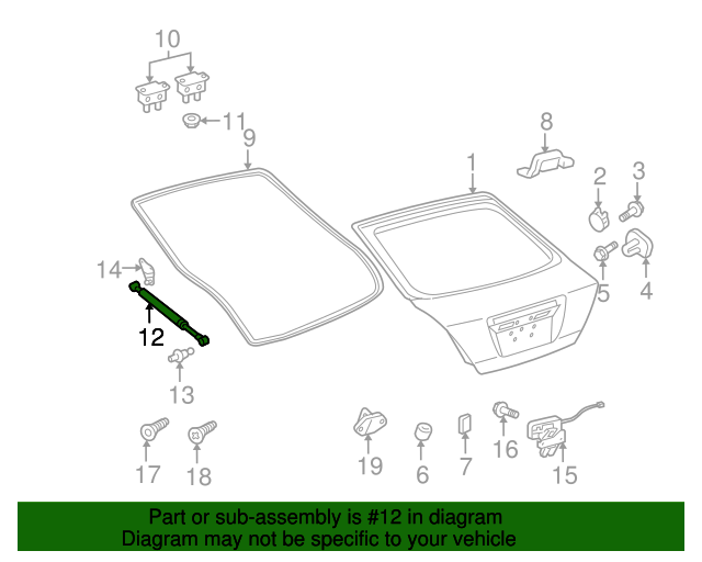 689500W262 Hatch Lift Support (Right) 20052010 Scion tC Longo