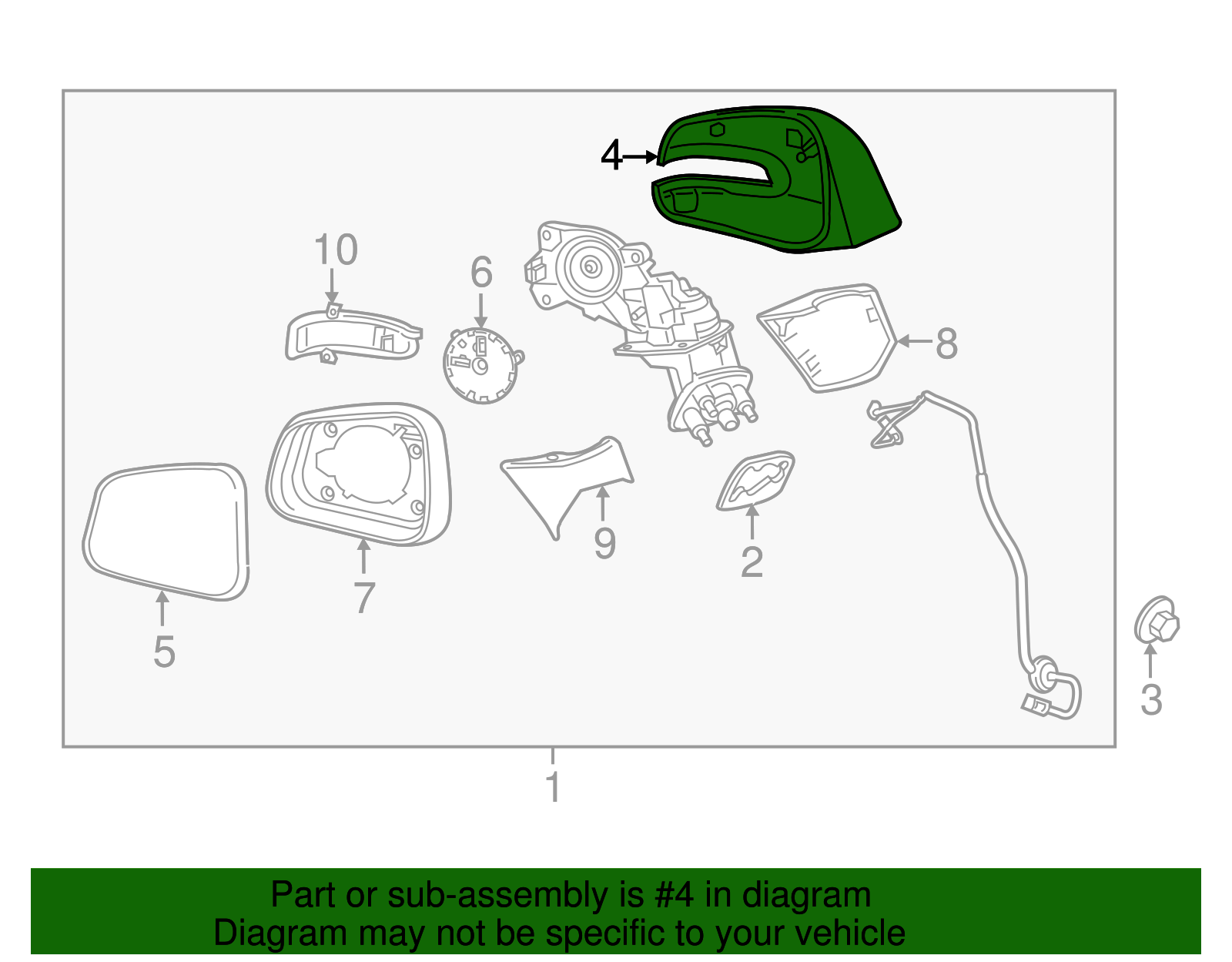 Primed Passenger Side Door Mirror Housing Upper Cover - GM (95375223)