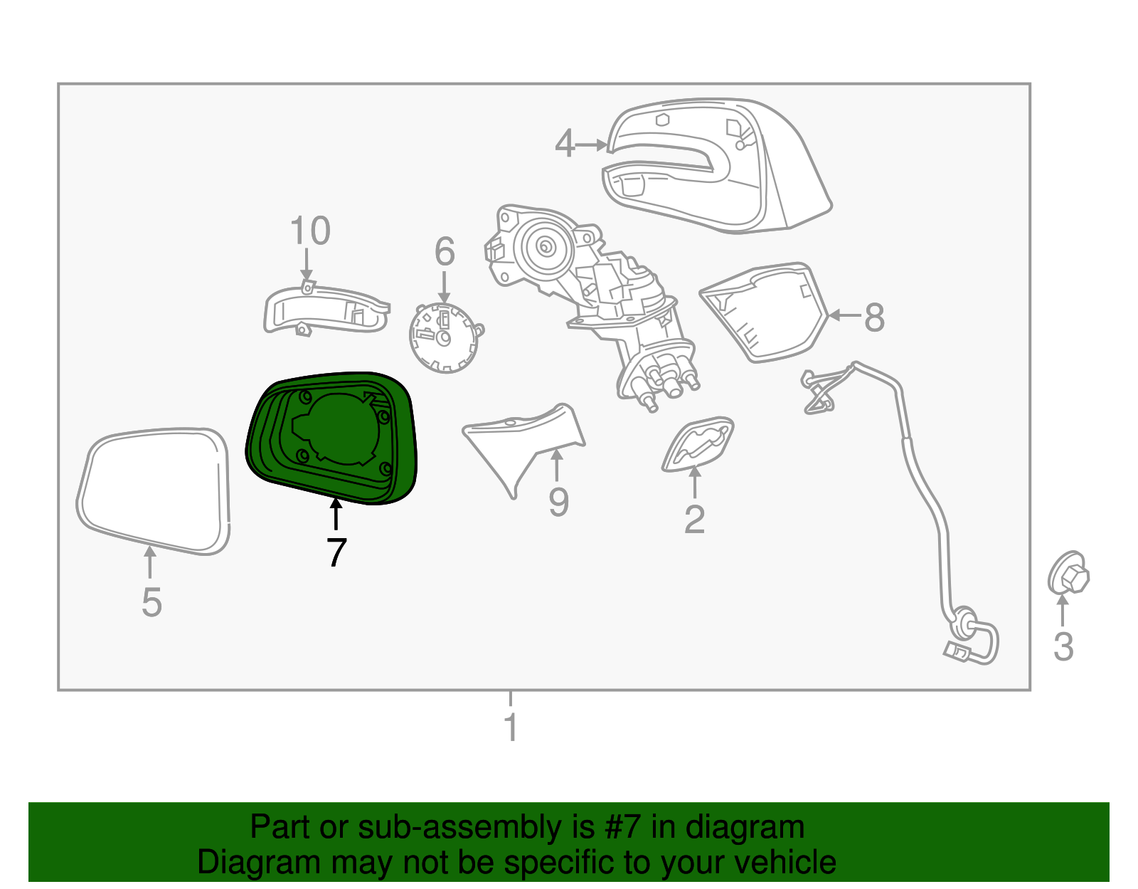 Passenger Side Rearview Mirror Housing Bezel - GM (95374908)