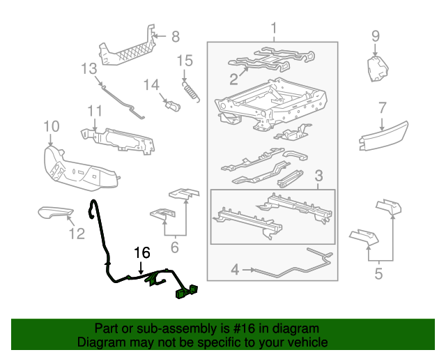 20132014 Cadillac CTS Power Seat Wiring Harness 22893476