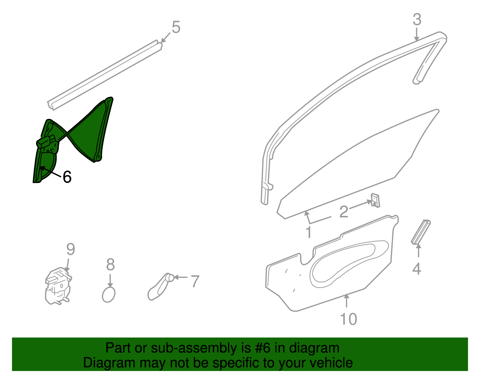 Front Driver Side Power Window Regulator without Motor - GM (89044652)