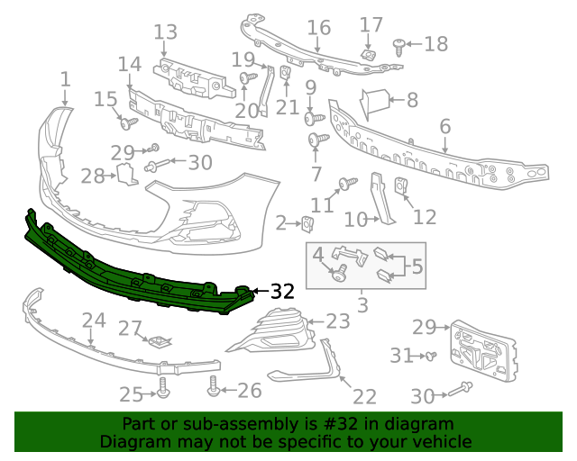 2019 Chevrolet Cruze Front Bumper Fascia Lower Molding 42550374 GM