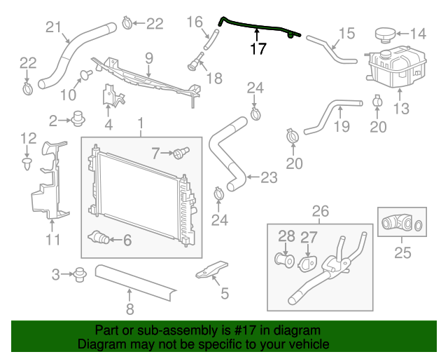 92264983 Engine Coolant Air Bleed Pipe 20152016 Chevrolet Impala
